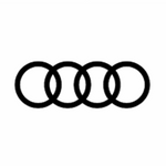 Schwarzes Logo des Unternehmens Audi.