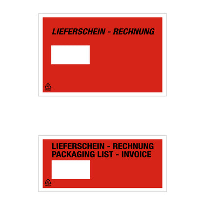 Lieferschein- und Dokumententasche Fenster links — Hauptansicht vom Verpackungs-Importeur Elke Plastic